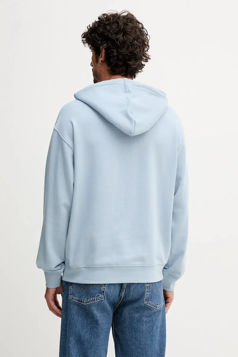 felpa in cotone uomo colore nero con cappuccio 342ZU201K Blu miniatura 3