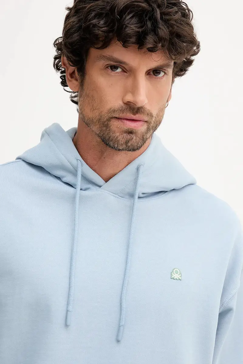 felpa in cotone uomo colore nero con cappuccio 342ZU201K Blu miniatura 4