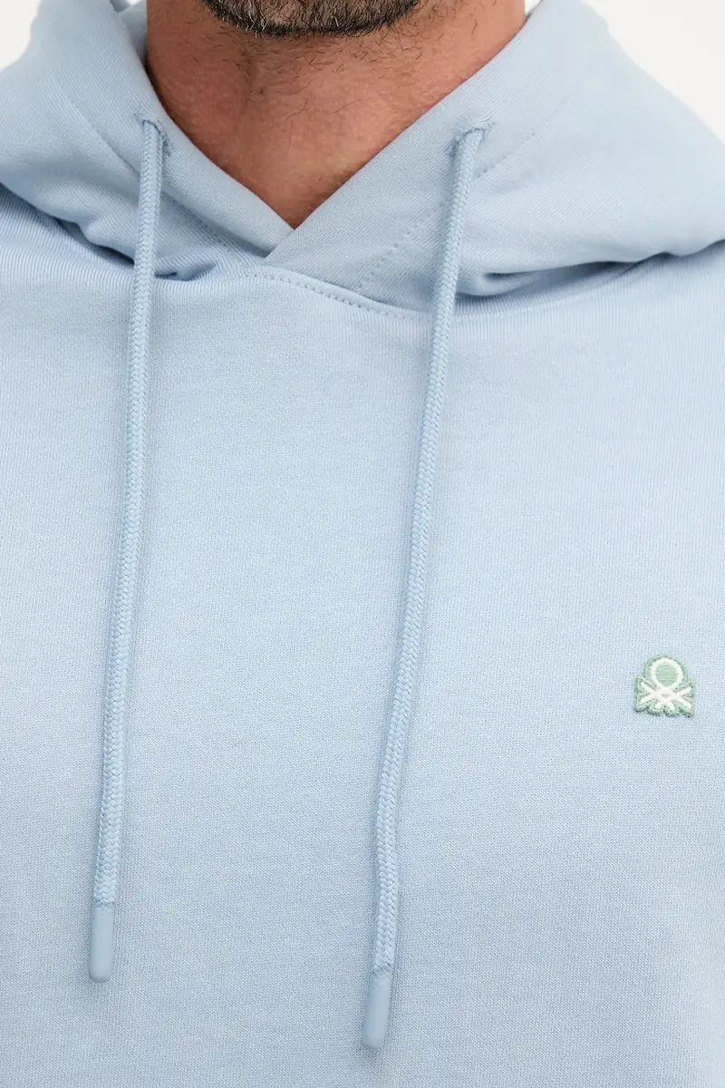 felpa in cotone uomo colore nero con cappuccio 342ZU201K Blu miniatura 5