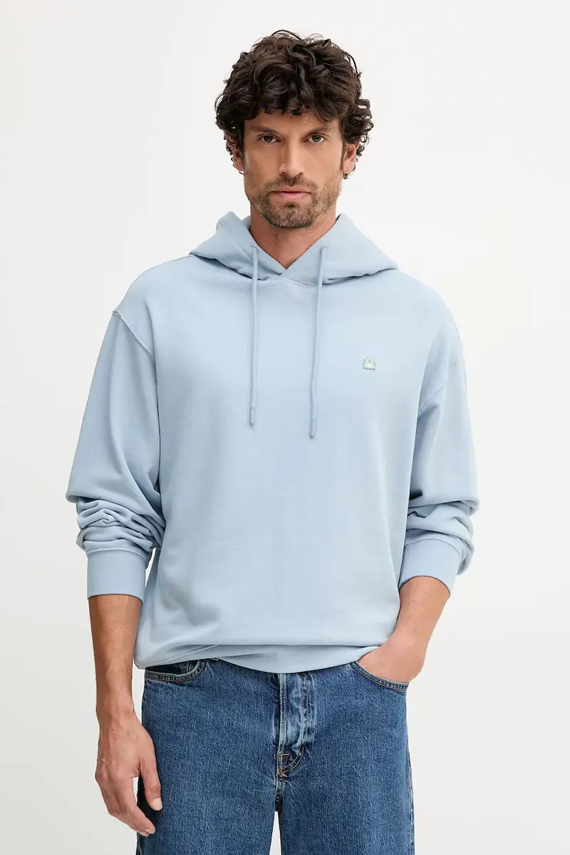 felpa in cotone uomo colore nero con cappuccio 342ZU201K Blu