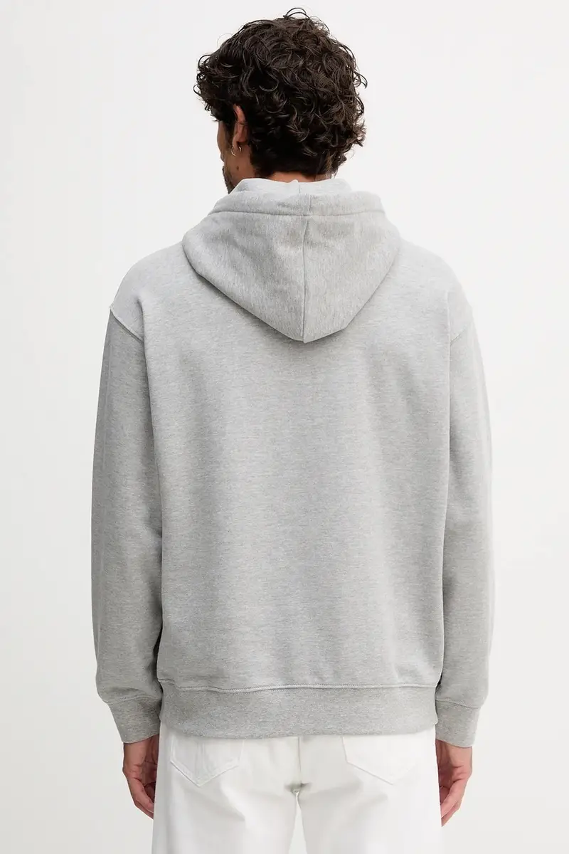 felpa in cotone uomo colore nero con cappuccio 342ZU201K Grigio miniatura 3