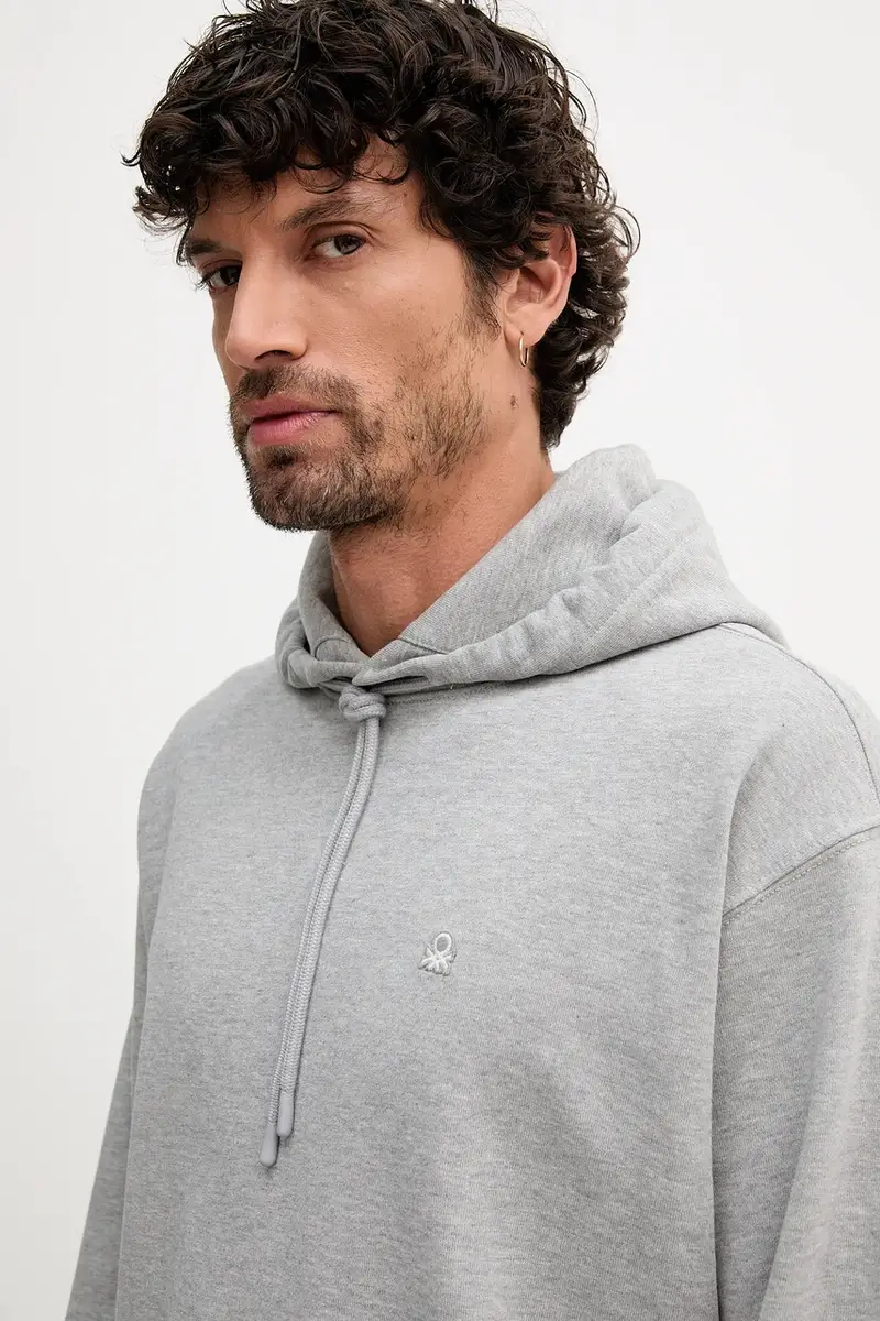 felpa in cotone uomo colore nero con cappuccio 342ZU201K Grigio miniatura 4
