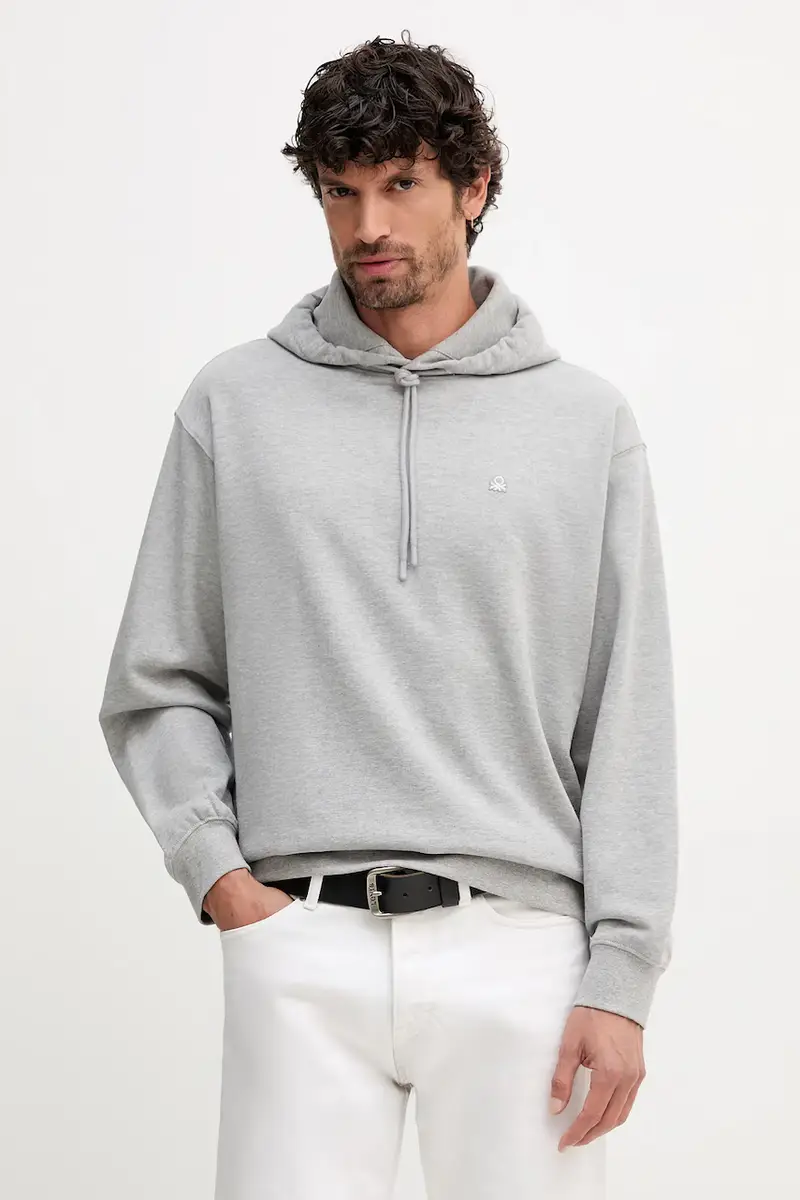 felpa in cotone uomo colore nero con cappuccio 342ZU201K Grigio