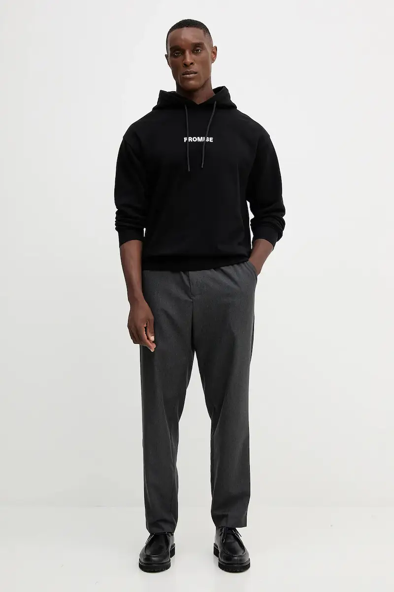 felpa in cotone uomo colore nero con cappuccio 3Y9YU201Y miniatura 2