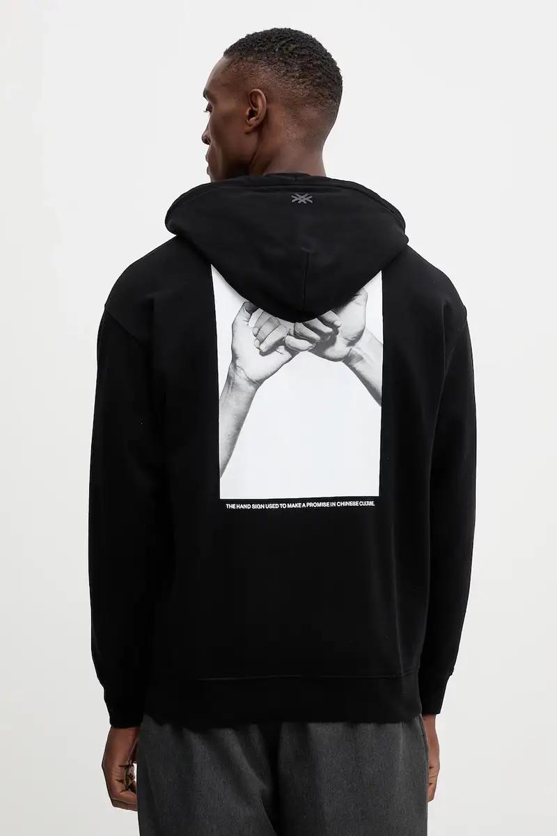 felpa in cotone uomo colore nero con cappuccio 3Y9YU201Y miniatura 3