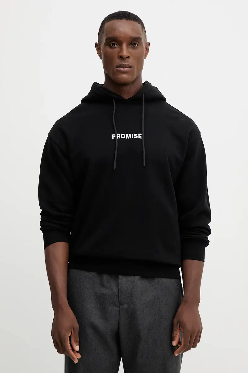 felpa in cotone uomo colore nero con cappuccio 3Y9YU201Y