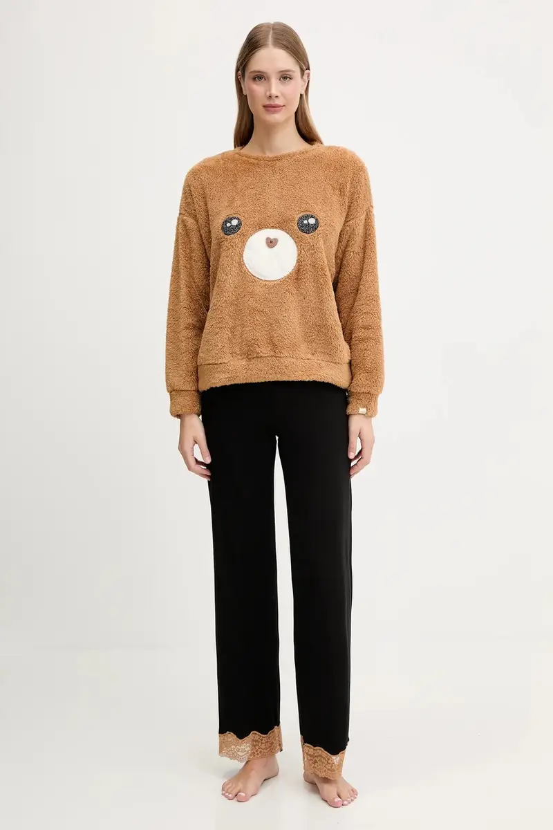 felpa notte donna colore marrone 3UKC3M07Z miniatura 2