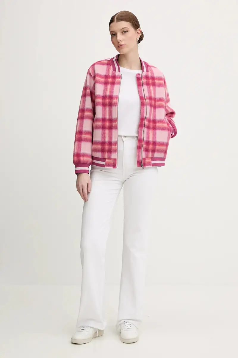 giacca bomber con lana Rosa miniatura 2