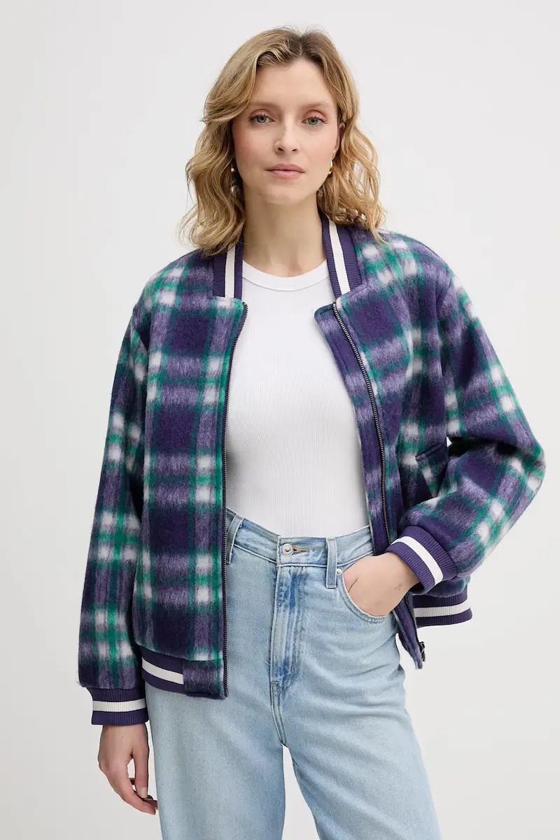 giacca bomber con lana Violetto