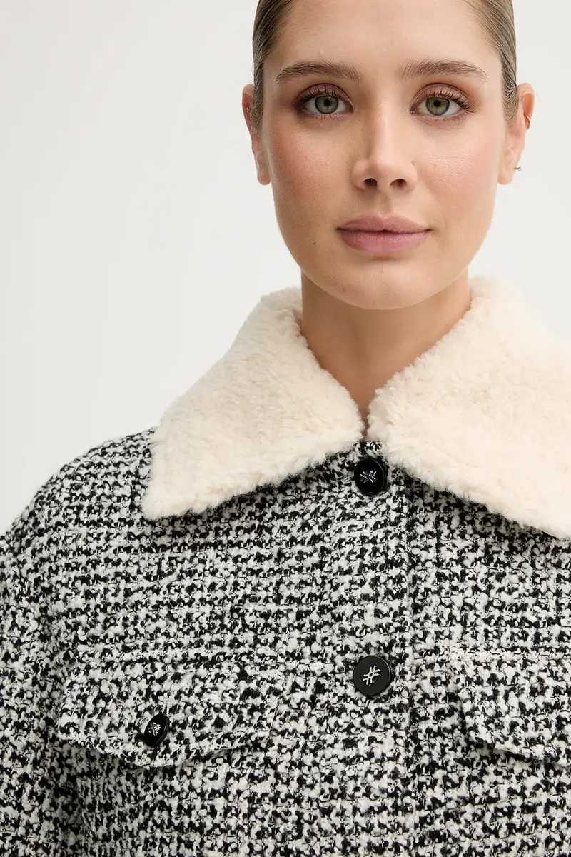 giacca camicia con lana colore nero miniatura 5