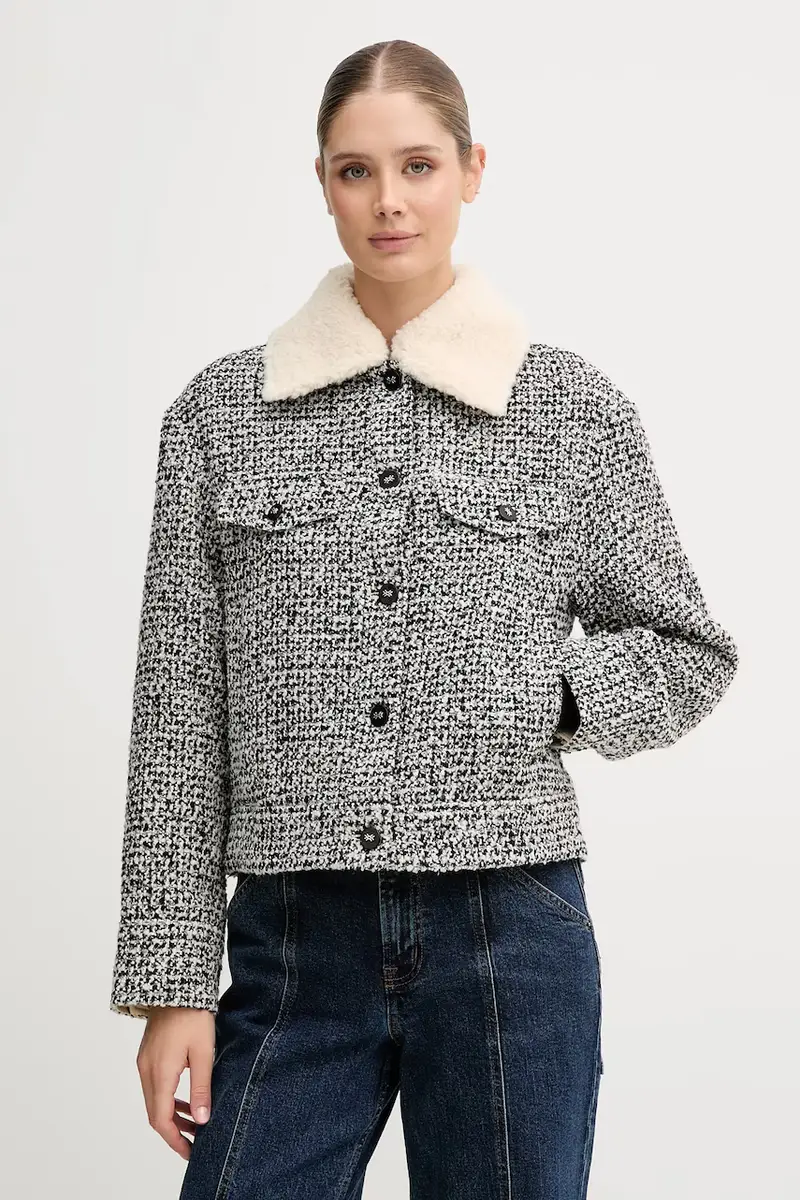 giacca camicia con lana colore nero