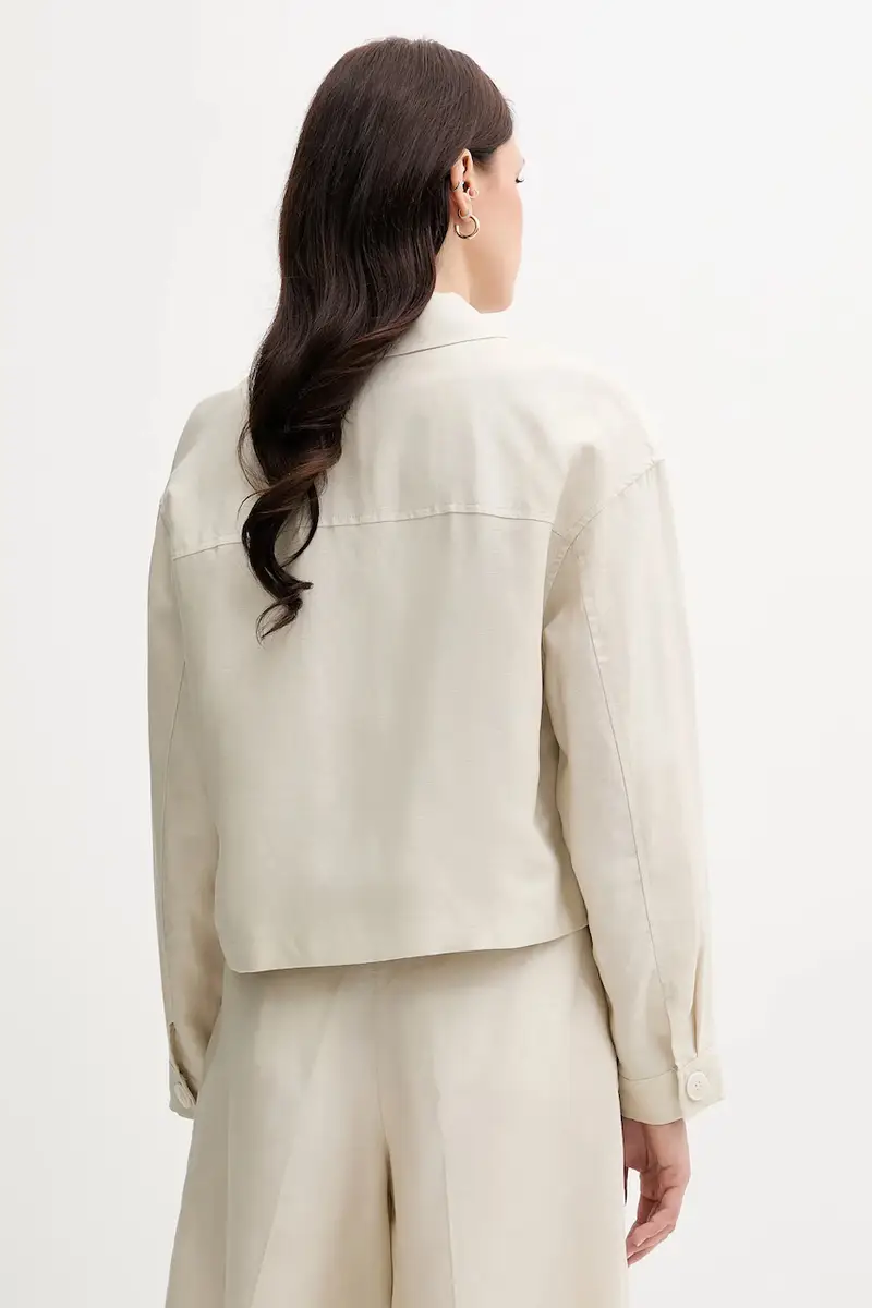 giacca con aggiunta di lino colore beige 25BVDN08B miniatura 3