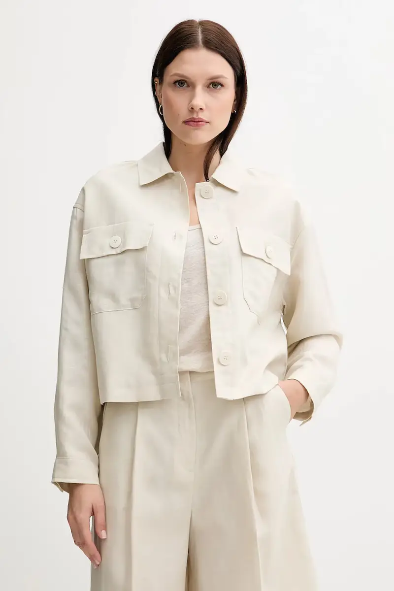 giacca con aggiunta di lino colore beige 25BVDN08B