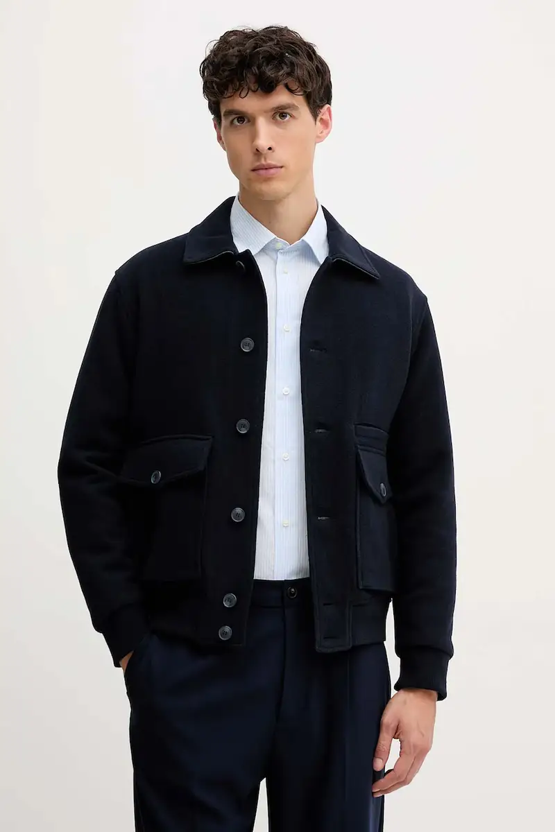 giacca con lana colore blu navy 23PEUN06N miniatura 2