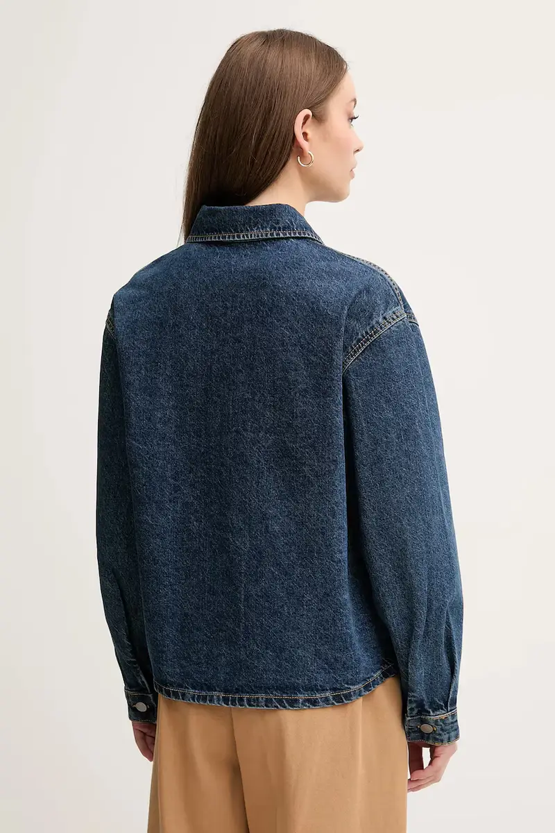 giacca di jeans in cotone colore blu 296XDN07R miniatura 3