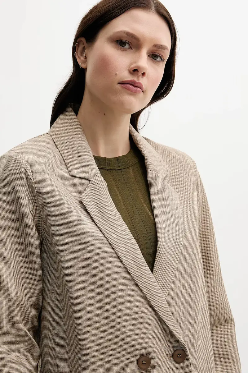 giacca in lino colore beige 265XDW035 miniatura 4