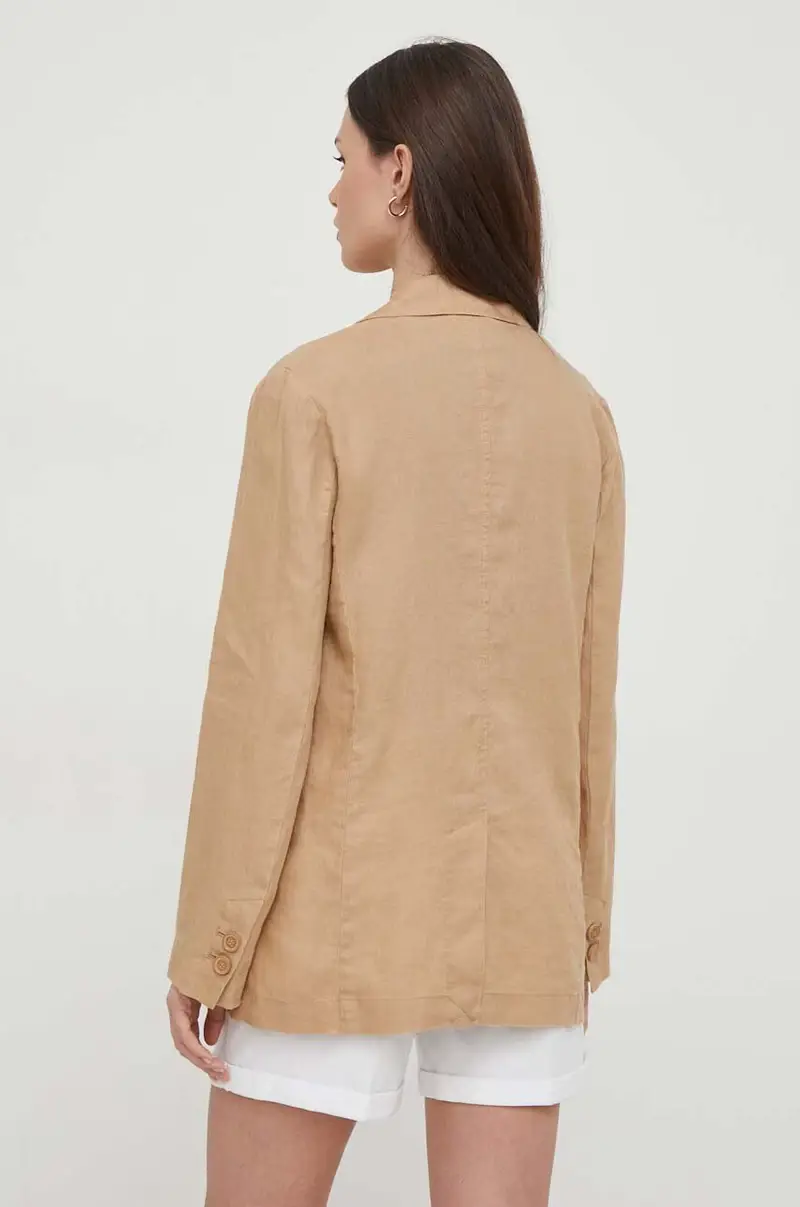 giacca in lino colore beige miniatura 3