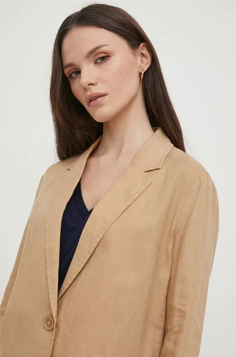 giacca in lino colore beige miniatura 4