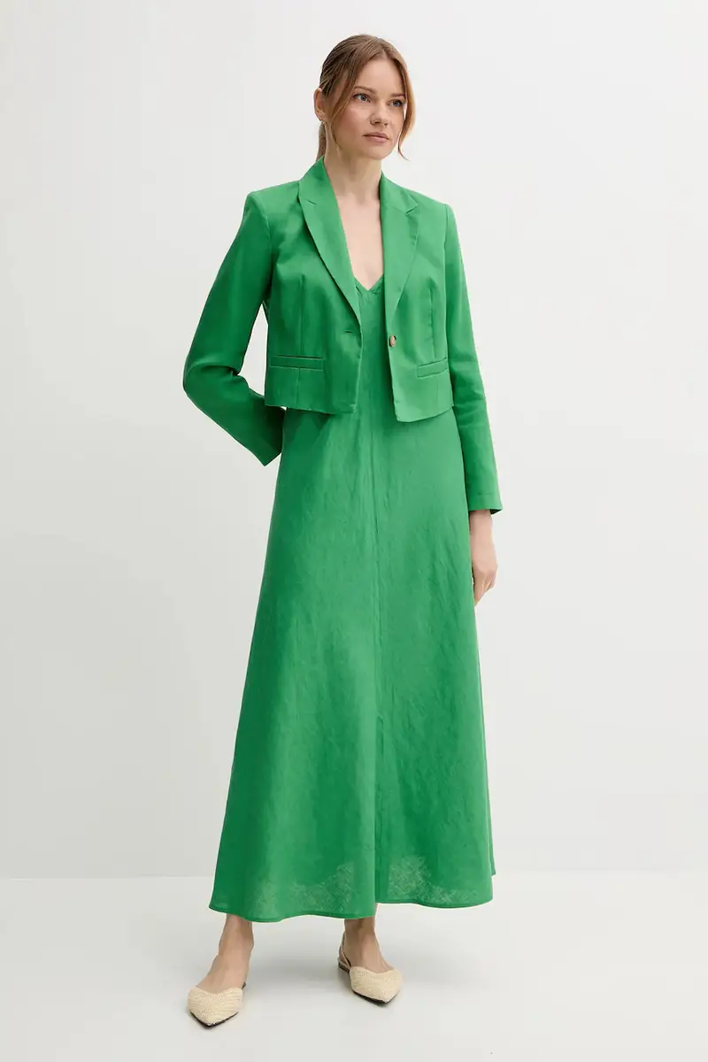 giacca in lino colore verde 2AGHDW037 miniatura 2