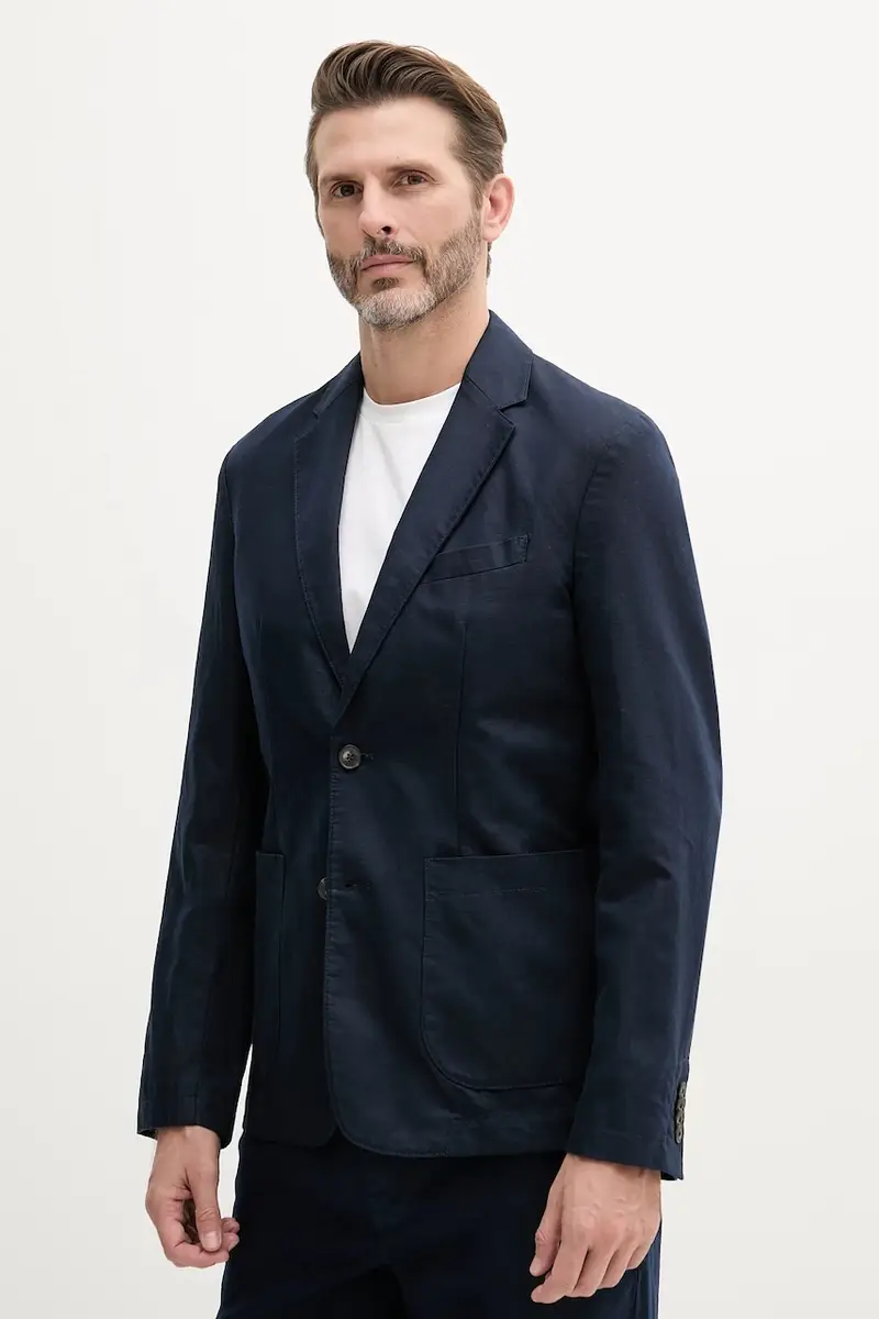 giacca in lino misto colore beige Blu navy