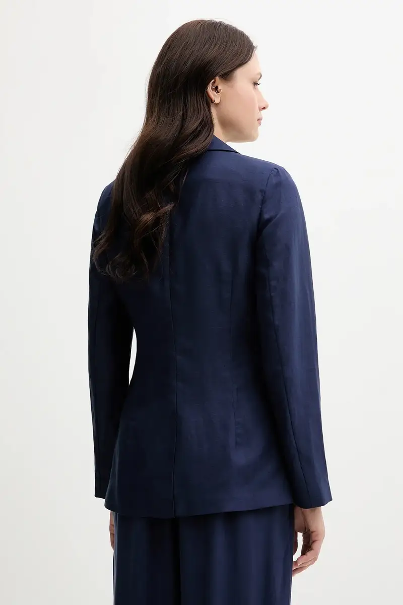 giacca in lino misto colore blu navy 25BVDW036 miniatura 3
