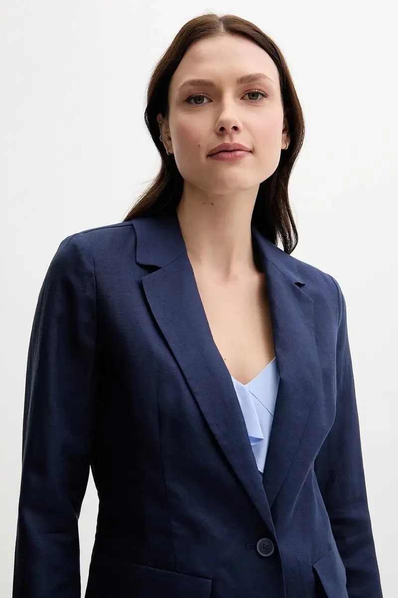 giacca in lino misto colore blu navy 25BVDW036 miniatura 4