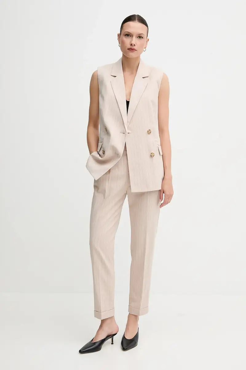 gilè con aggiunta di lino colore beige 29KBDJ00W miniatura 2