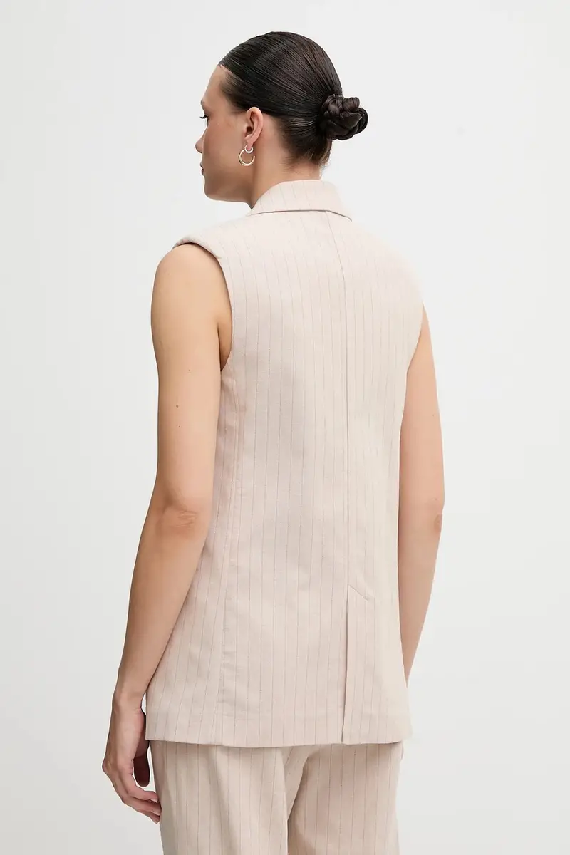 gilè con aggiunta di lino colore beige 29KBDJ00W miniatura 3