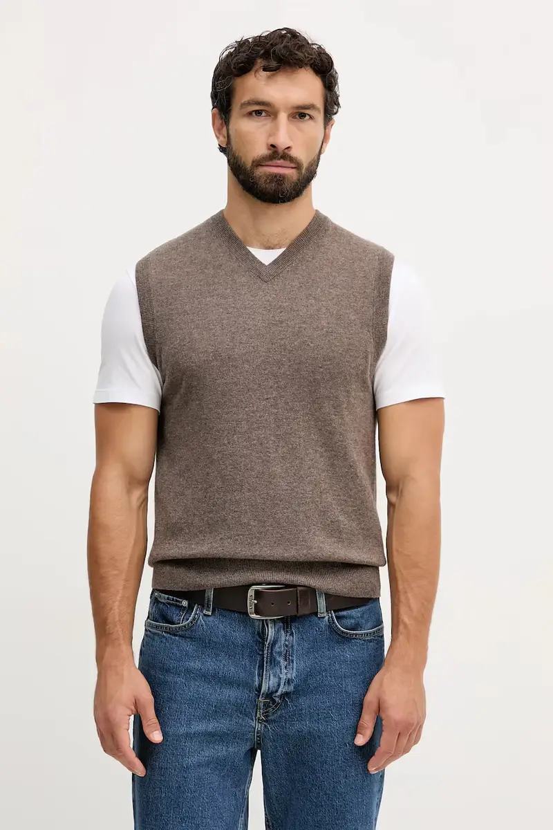 gilè in lana colore nero 1002U400L Marrone