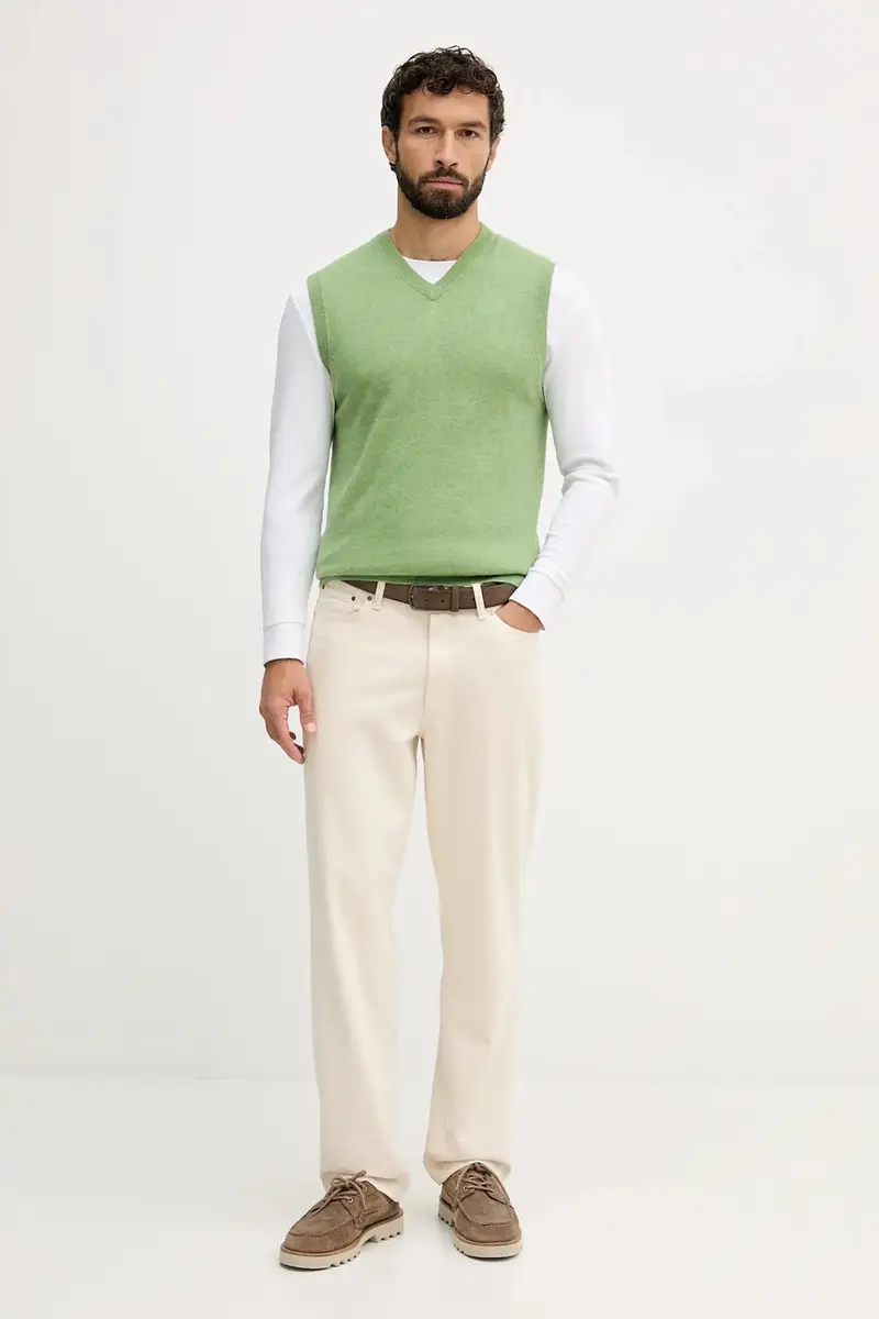 gilè in lana colore nero 1002U400L Verde miniatura 2