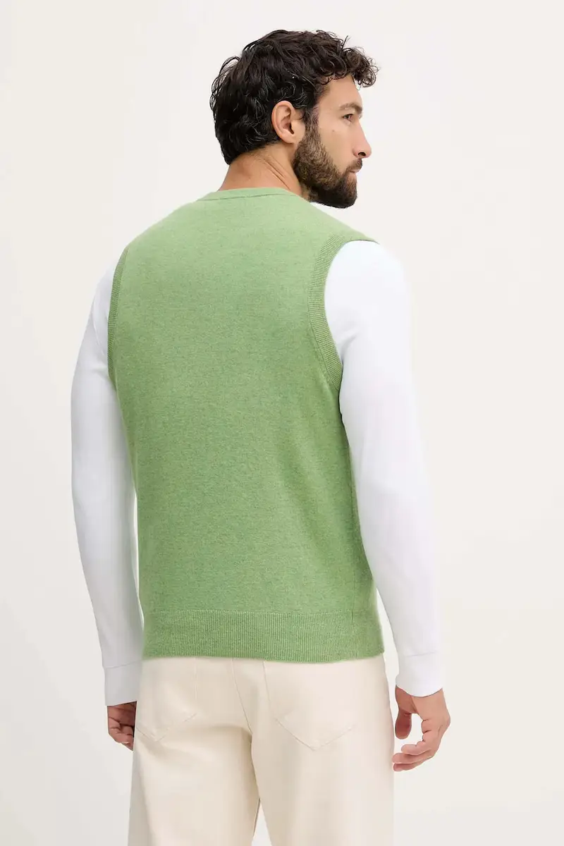 gilè in lana colore nero 1002U400L Verde miniatura 3