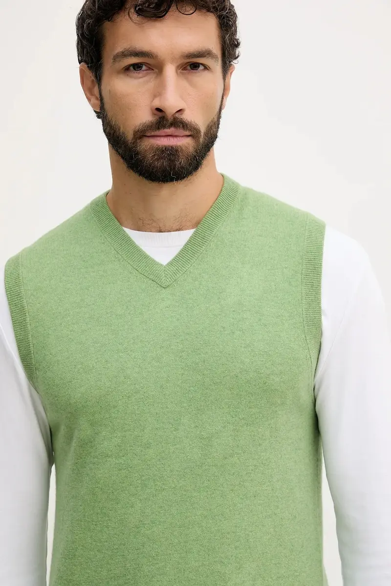 gilè in lana colore nero 1002U400L Verde miniatura 4