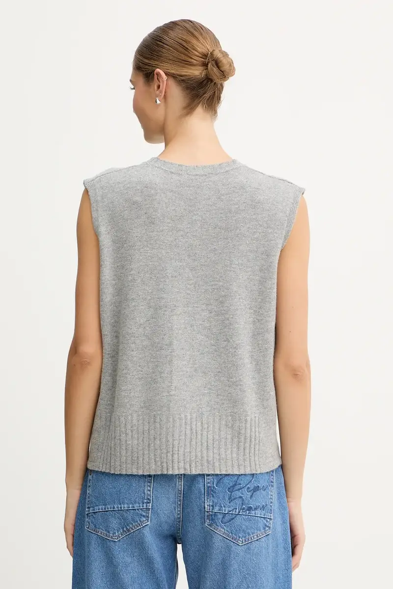 gilet con lana colore beige 126WD10BA Grigio miniatura 3