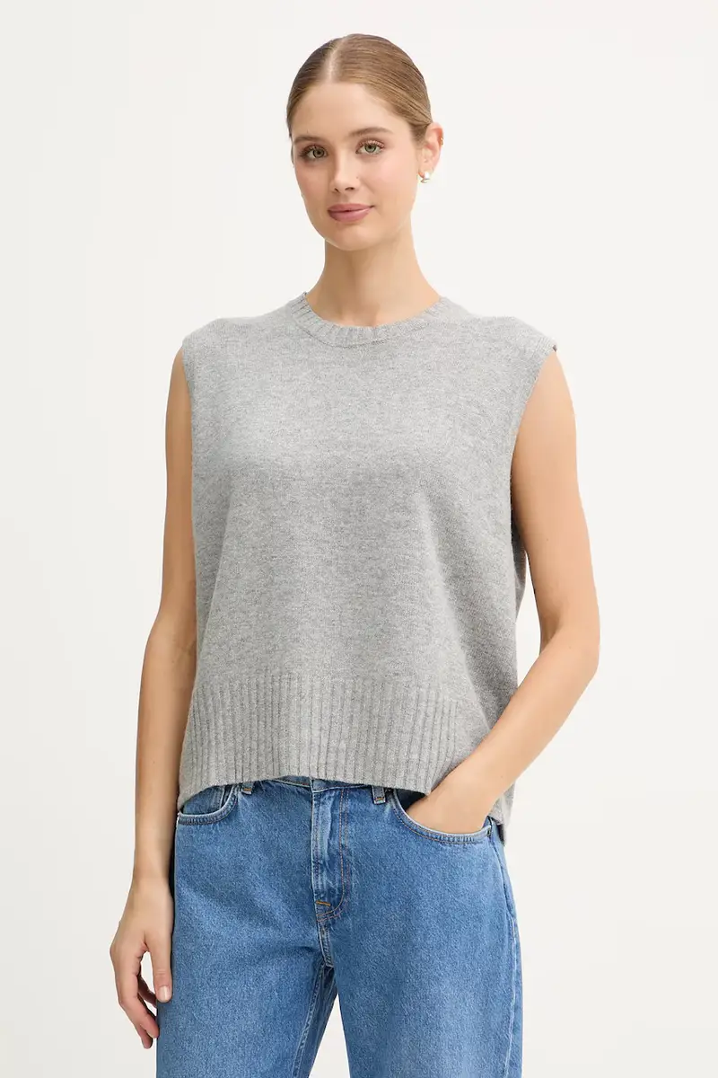 gilet con lana colore beige 126WD10BA Grigio