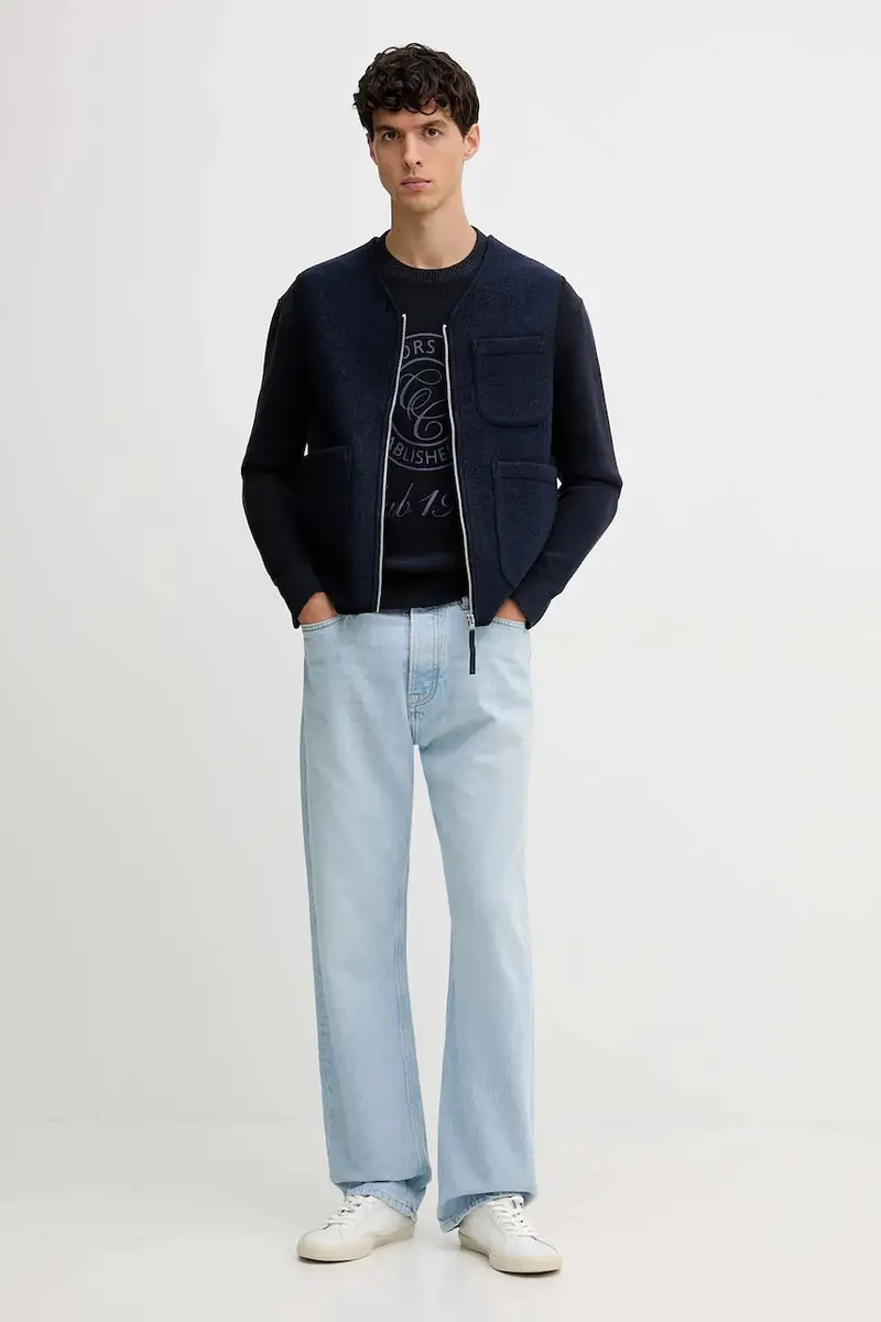 gilet con lana colore blu 24RDUJ00R miniatura 2