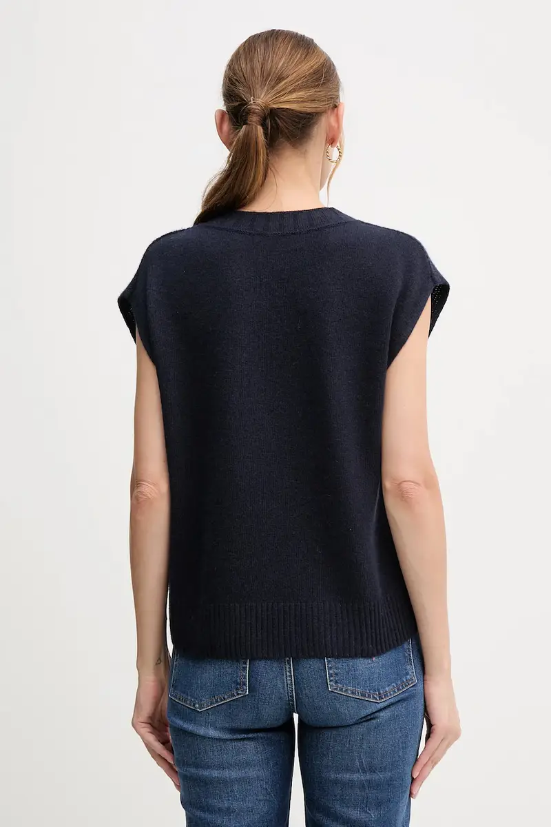 gilet con lana colore blu navy 126WD4033 miniatura 3
