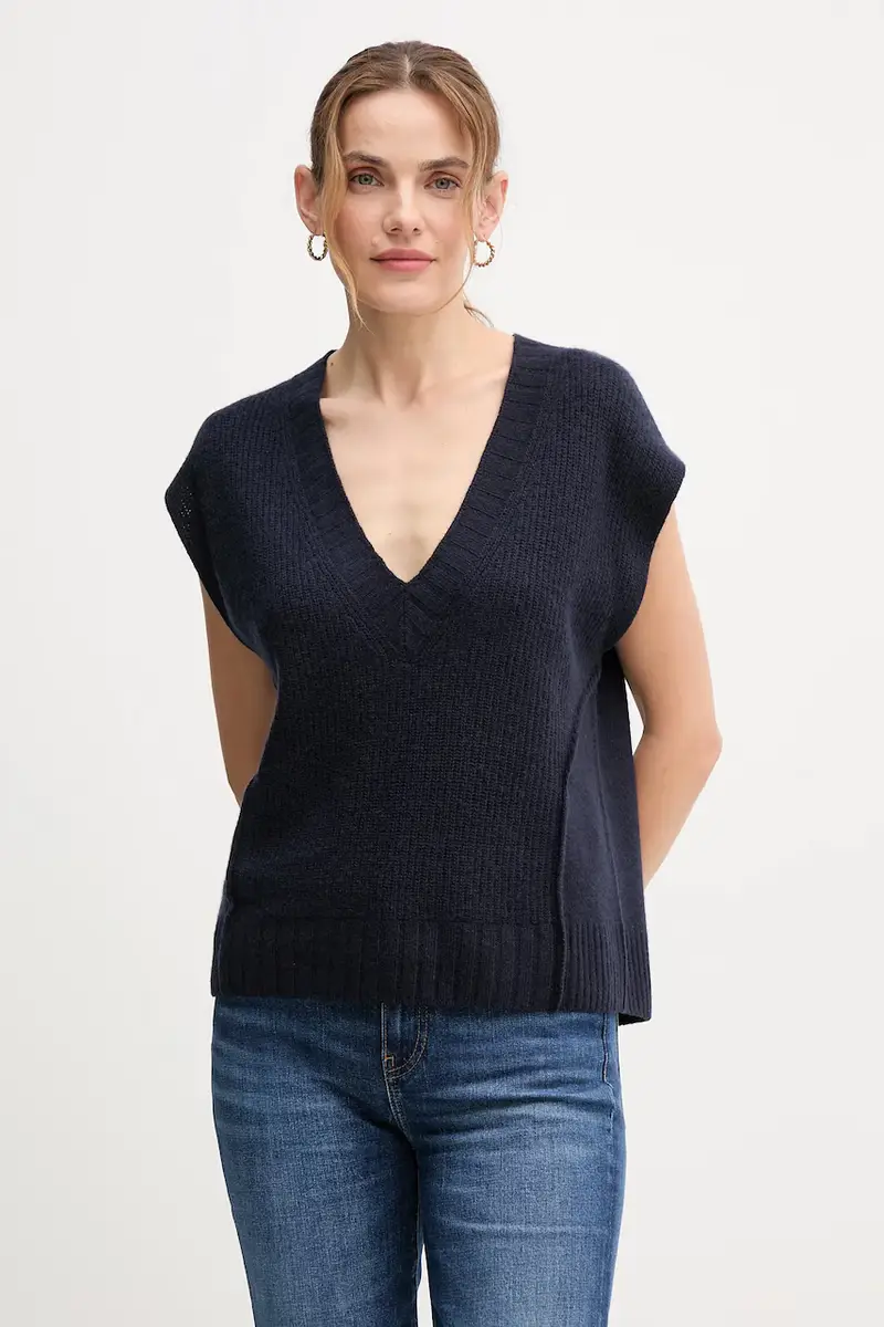 gilet con lana colore blu navy 126WD4033