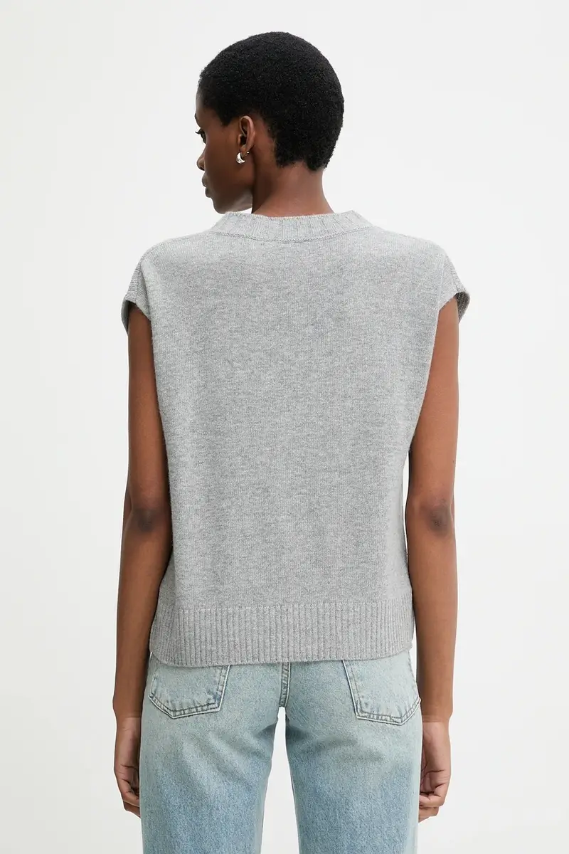 gilet con lana colore grigio 126WD4033 miniatura 3