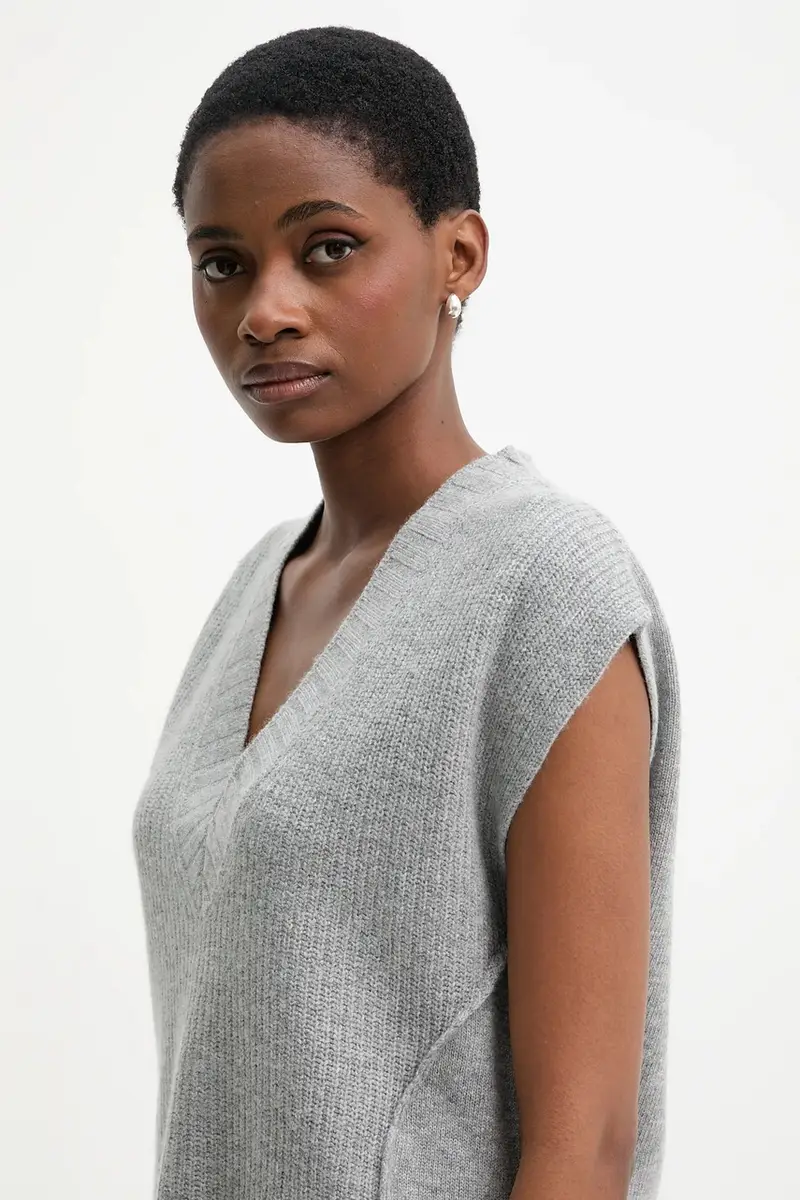 gilet con lana colore grigio 126WD4033 miniatura 4