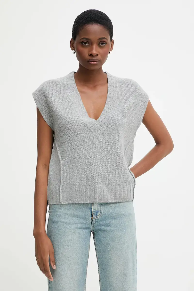 gilet con lana colore grigio 126WD4033