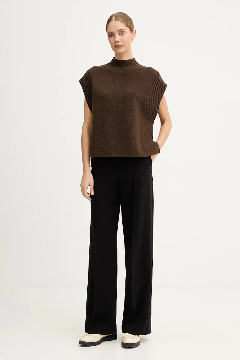 gilet con lana colore marrone 1244D10EF miniatura 2