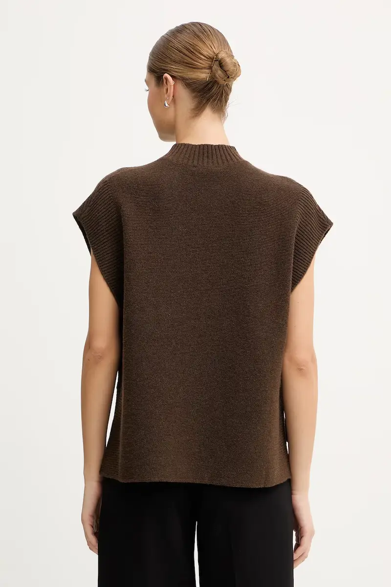 gilet con lana colore marrone 1244D10EF miniatura 3