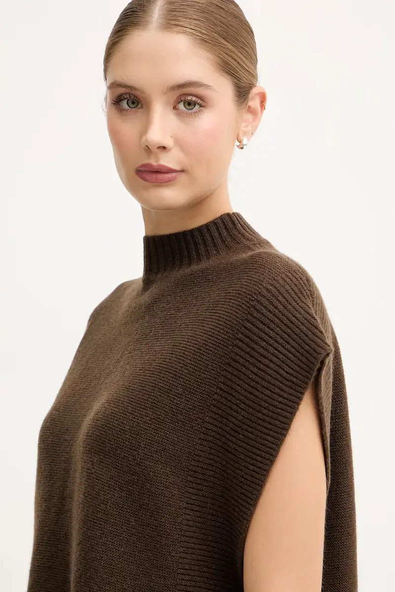 gilet con lana colore marrone 1244D10EF miniatura 4