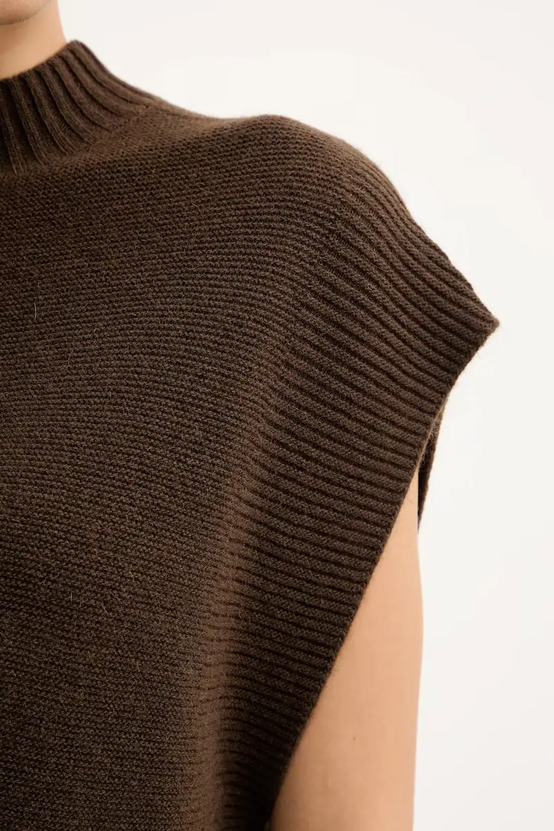 gilet con lana colore marrone 1244D10EF miniatura 5