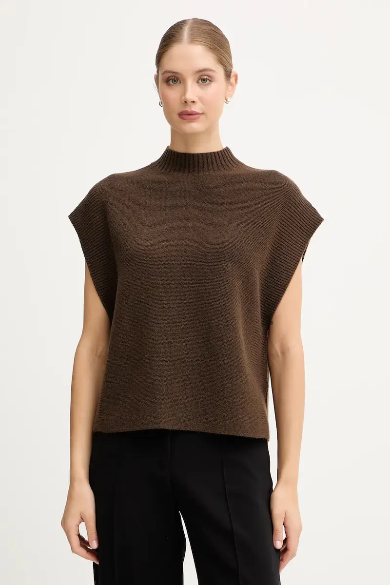 gilet con lana colore marrone 1244D10EF