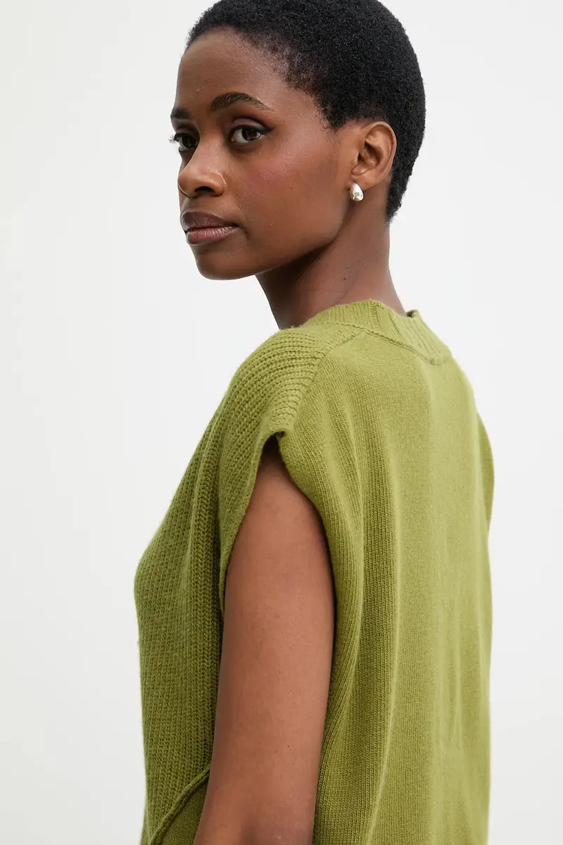 gilet con lana colore verde 126WD4033 miniatura 4