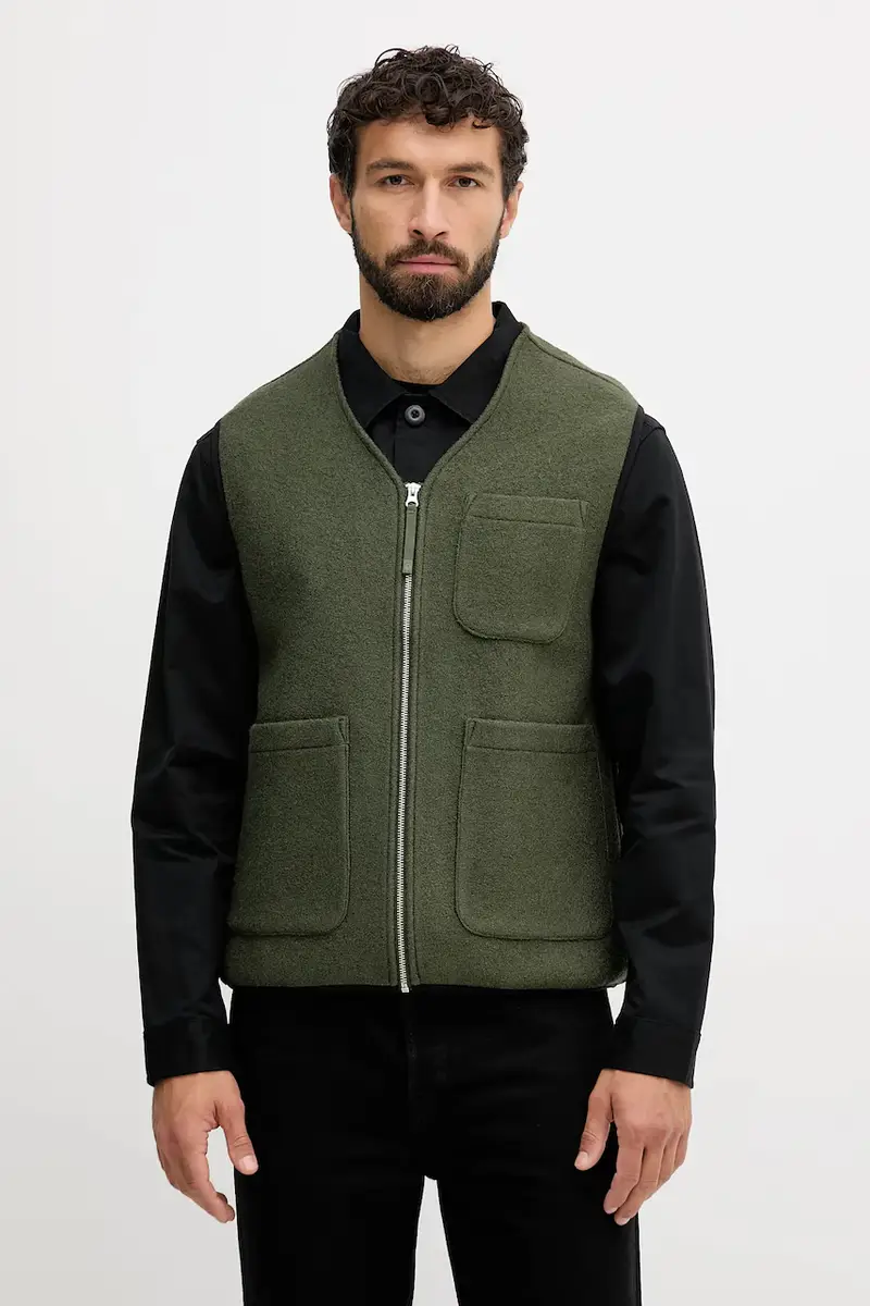 gilet con lana colore verde 24RDUJ00R