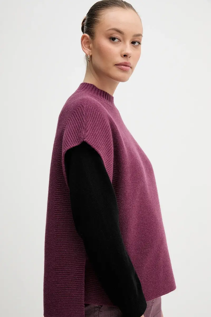 gilet con lana colore violetto 1244D10EF miniatura 4