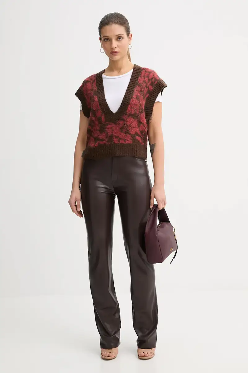 gilet con mohair colore marrone 1VAAE403E miniatura 2