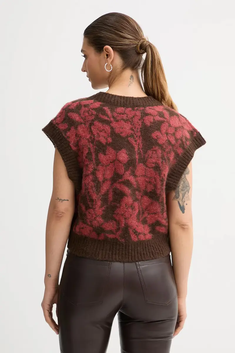 gilet con mohair colore marrone 1VAAE403E miniatura 3